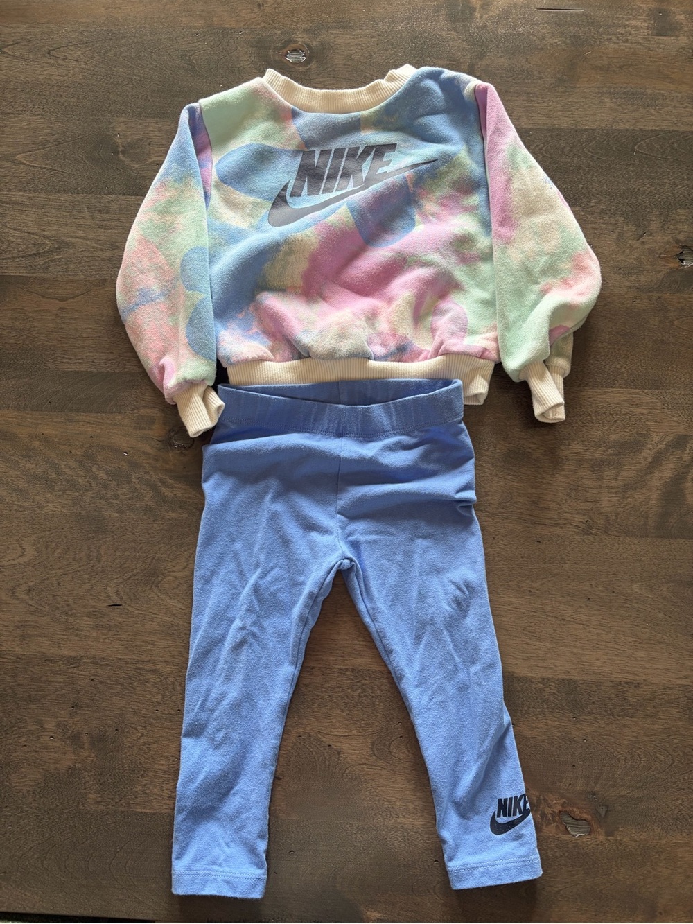 Nike Pastel Tie-Dye Sweatshirt with Blue Leggings